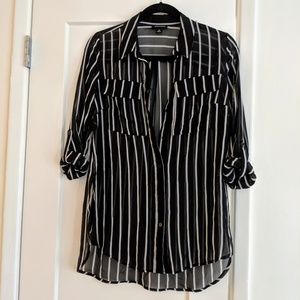 Striped B&W See-Through Shirt